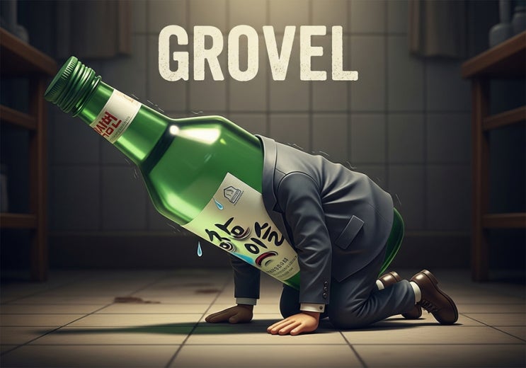 굽실거리다 grovel, crawl 뜻, 차이 / grovel at someone's feet 의미, crawl back ...
