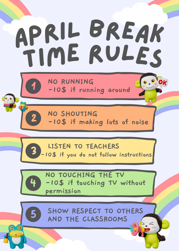 25 April Break Time Rules 이용 규칙 공지 안내 : 네이버 블로그