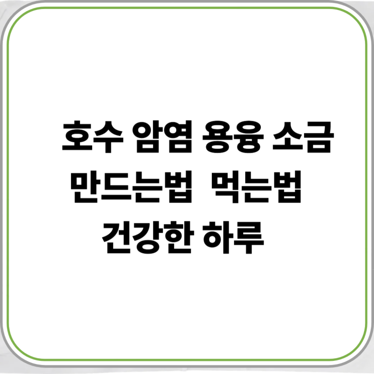 🌊 호수 암염 용융소금 효능과 먹는 법｜건강하게 섭취하는 3가지 포인트 : 네이버 블로그