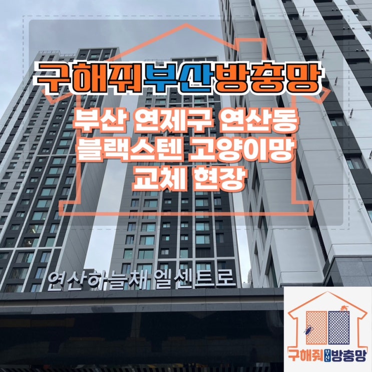 부산방충망업체 부산 연제구 연산동 연산하늘채 엘센트로 고양이방충망 교체 현장