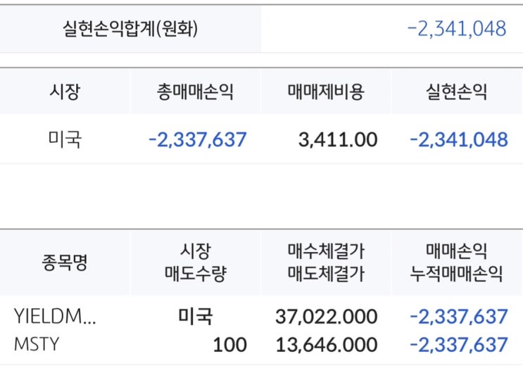 MSTY 1년 투자 후기 -고배당에도 손절한 이유 : 네이버 블로그