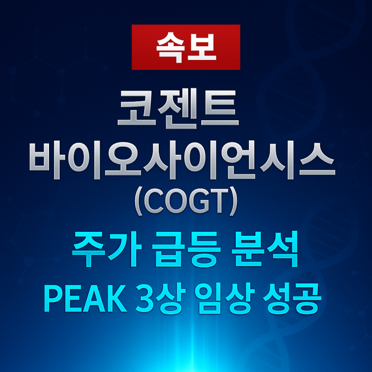 코젠트 바이오사이언시스(Cogent Biosciences, COGT) 주가 급등 분석 — PEAK 3상 긍정적 결과와 상업화 ...