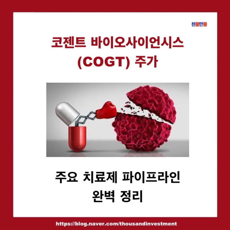 코젠트 바이오사이언시스 (COGT) 주가 - 주요 치료제 파이프라인 완벽 정리 : 네이버 블로그