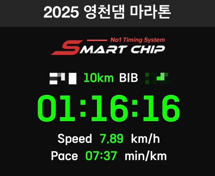 1km 7분37대 초보 러너의 2025 영천댐 마라톤 10km 완주 후기