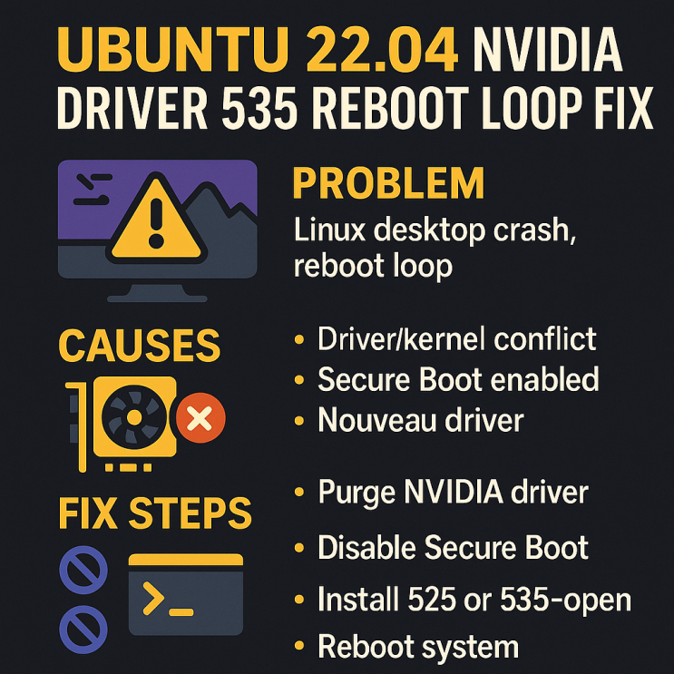 Ubuntu 22.04에서 NVIDIA Driver 535 설치 후 재부팅 무한 루프 발생 시 해결 가이드(완전 정리 ...