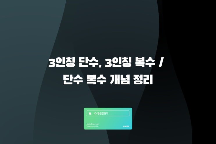 3인칭 단수, 3인칭 복수 / 단수 복수 개념 정리 : 네이버 블로그