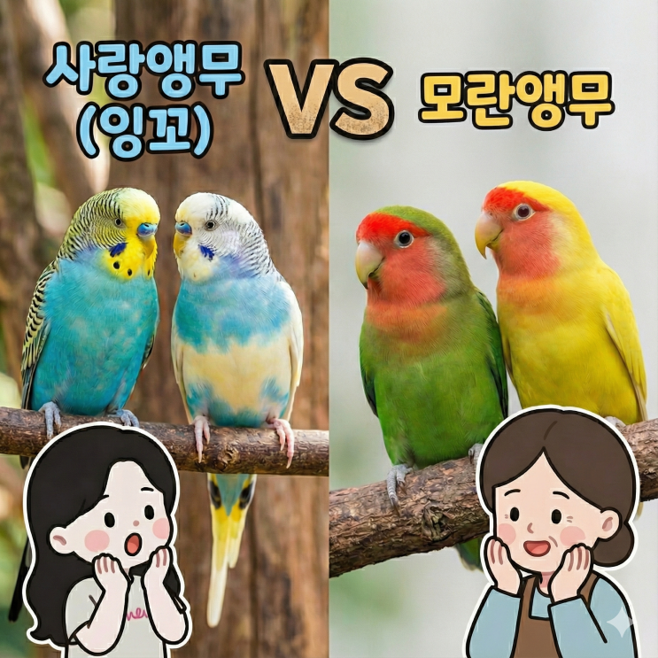 [초보 앵무새 추천] 사랑앵무(잉꼬) vs 모란앵무 성격, 지능, 소음 완벽 비교! 나한테 맞는 새는? : 네이버 블로그