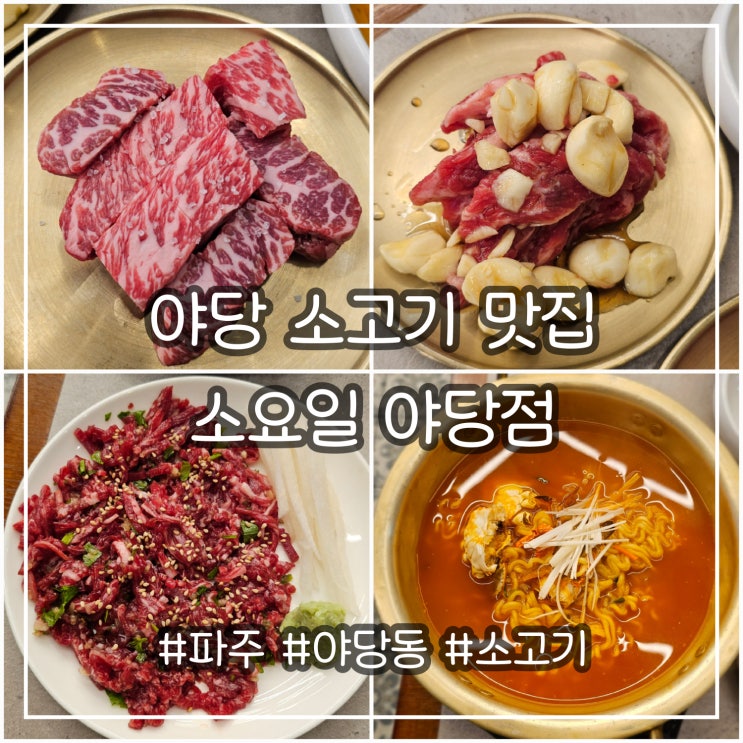 파주 야당 소고기 맛집 소요일 야당점 눈꽃 갈비살과 양념 소 갈비살, 육회와 꽃게 라면까지 맛있는 한 끼 : 네이버 블로그