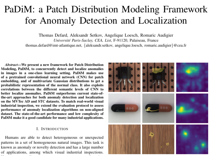 [논문 리뷰] PaDiM: a Patch Distribution Modeling Framework for Anomaly ...