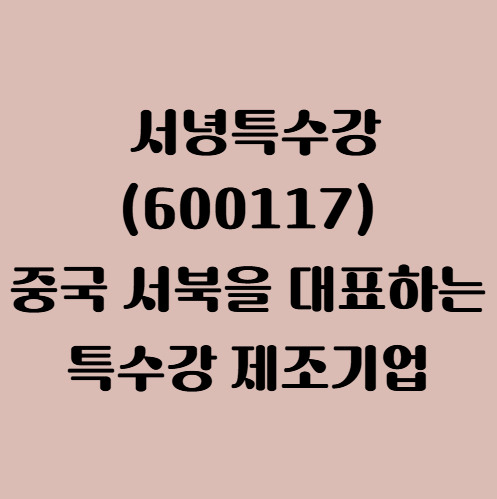 🏭 서녕특수강(600117) — 중국 서북을 대표하는 특수강 제조기업 : 네이버 블로그