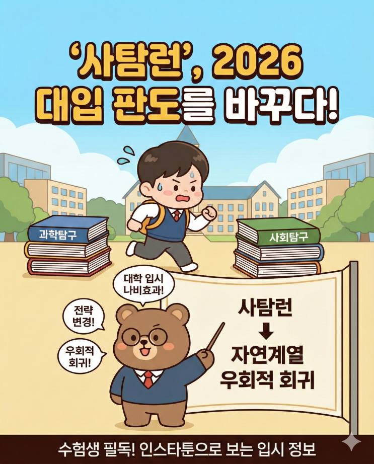 [입시정보] ['사탐런', 2026 대입 판도를 바꾸다!] : 네이버 블로그