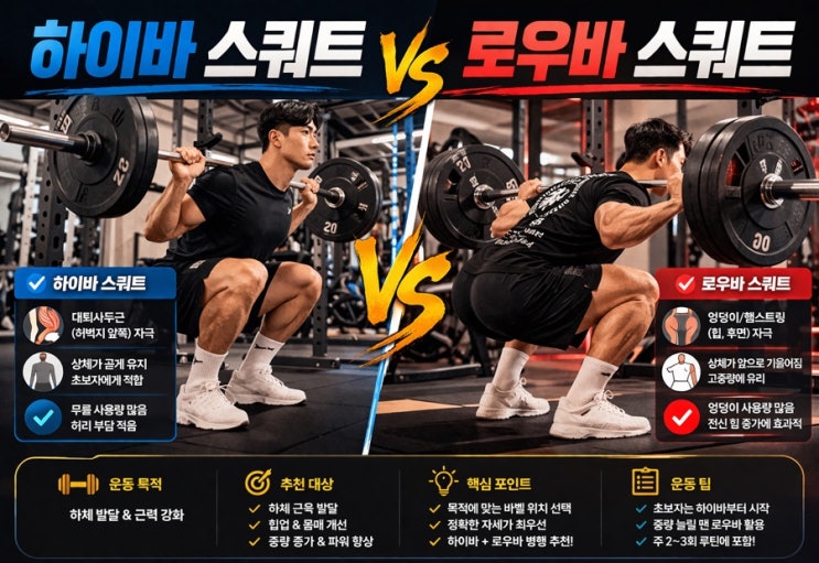 청라 PT 헬스장에서 알려주는 하이바 vs 로우바 스쿼트 차이 : 네이버 블로그