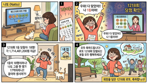 로또 1218회 당첨번호 공개, 1등 18명 각 17억 1448만원