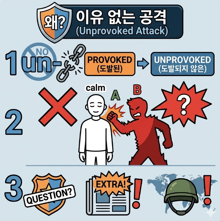 이유 없는 공격(unprovoked attack) 뜻과 영어 예문 : 네이버 블로그