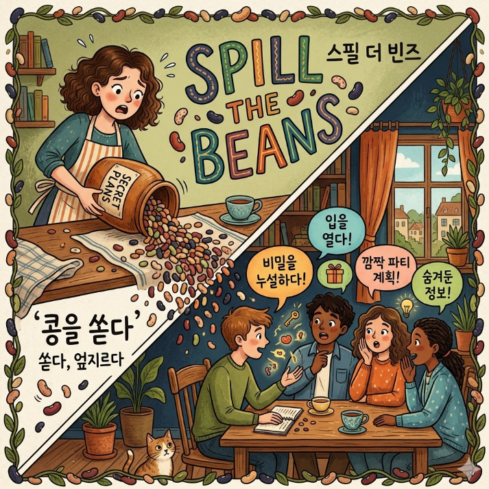영어 이디엄 spill the beans 뜻: 정말 '콩을 쏟다'일까? : 네이버 블로그