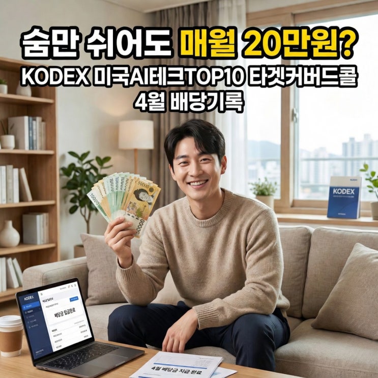 이제 숨만 쉬어도 매월 20만원을 가져다주는 KODEX 미국AI테크TOP10 타겟커버드콜 4월 배당금 기록 : 네이버 블로그
