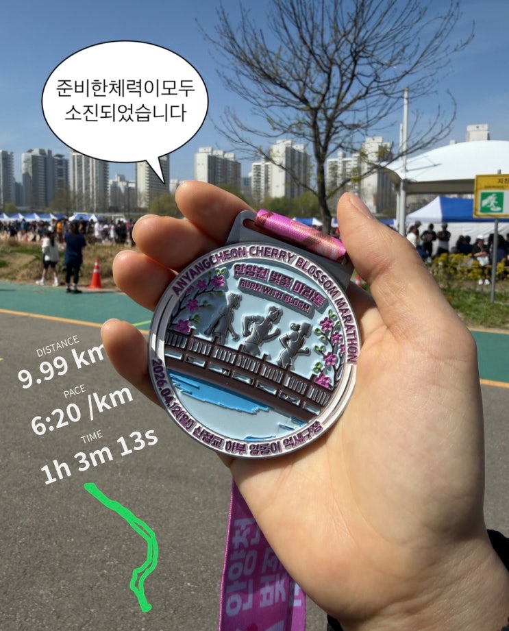 러닝기록ㅣ벚꽃 없는 2026 안양천 벚꽃 마라톤 10km 후기🌸