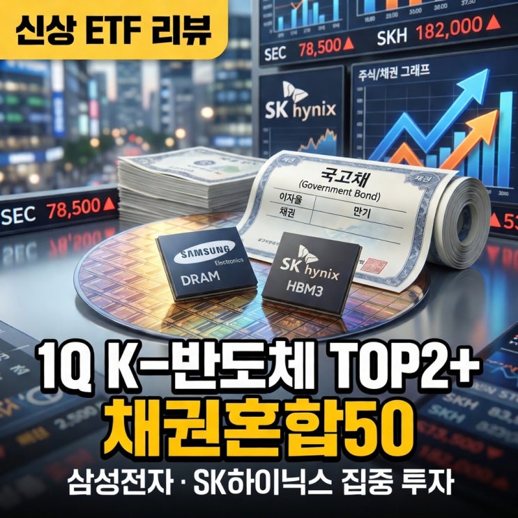 1Q K반도체TOP2+ 채권혼합50 삼성전자 SK하이닉스 집중 투자 신상 ETF 리뷰 : 네이버 블로그