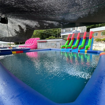 여름 물놀이 끝판왕! 지자체 행사 대형 워터파크 세트 (대형슬라이드 + 10m 수영장)