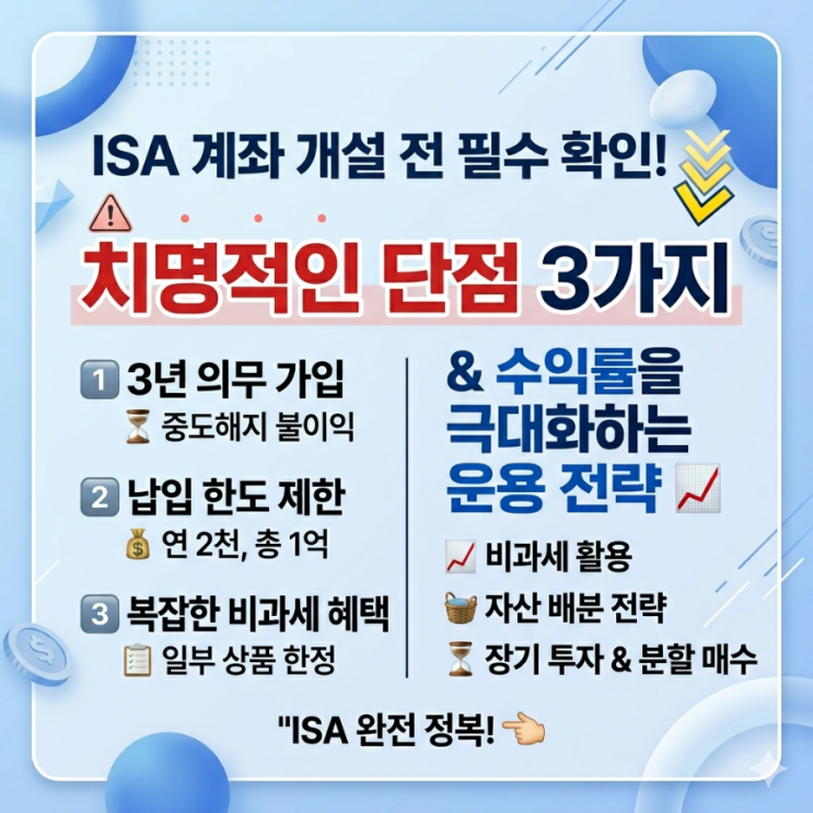 [ISA 가이드] ISA 계좌 개설 전 필수 확인! 치명적인 단점 3가지와 수익률을 극대화하는 운용 전략 : 네이버 블로그