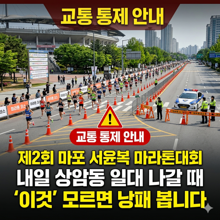 제2회 마포 서윤복 마라톤대회 코스 교통통제, 내일 상암동 일대 나갈 때 '이것' 모르면 낭패 봅니다