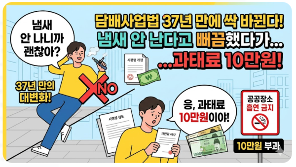 담배사업법 37년 만에 싹 바뀐다 — 냄새 안 난다고 뻐끔했다가 10만원 날린다