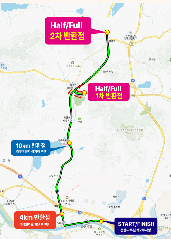 제 4회 아산 이순신 백의종군길 마라톤대회 일정 및 코스 기념품 안내