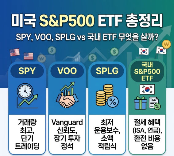 미국 S&P500 ETF: SPY, VOO, SPLG vs 국내 ETF 무엇을 살까? : 네이버 블로그