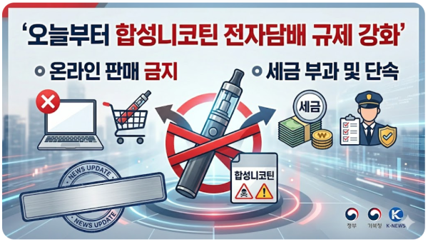 합성니코틴 전자담배 규제 시작, 오늘부터 온라인 판매 금지·세금 부과
