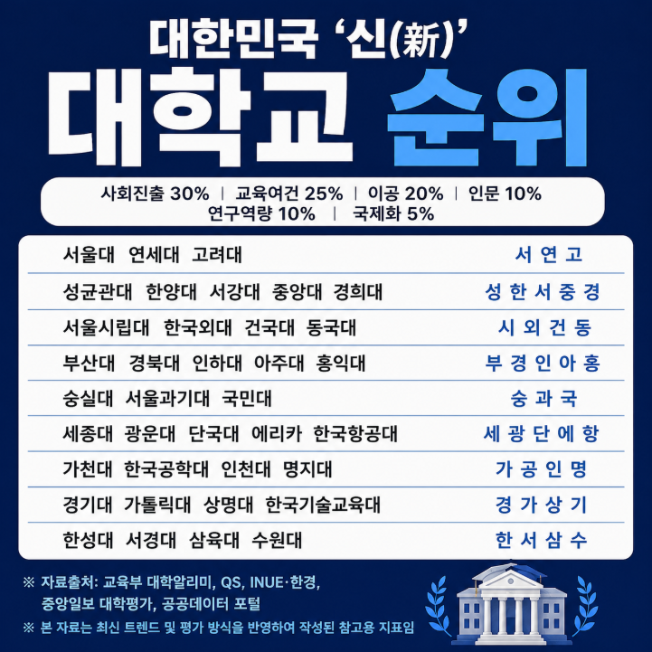 2025 신(新) 대학 순위 그룹 별 포지션 해설 “요즘 대학 순위는 이렇게 본다” : 네이버 블로그