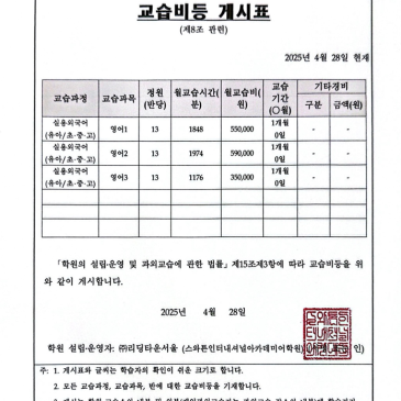 Swaton 교습비 등 게시표 RSS 대표 이미지