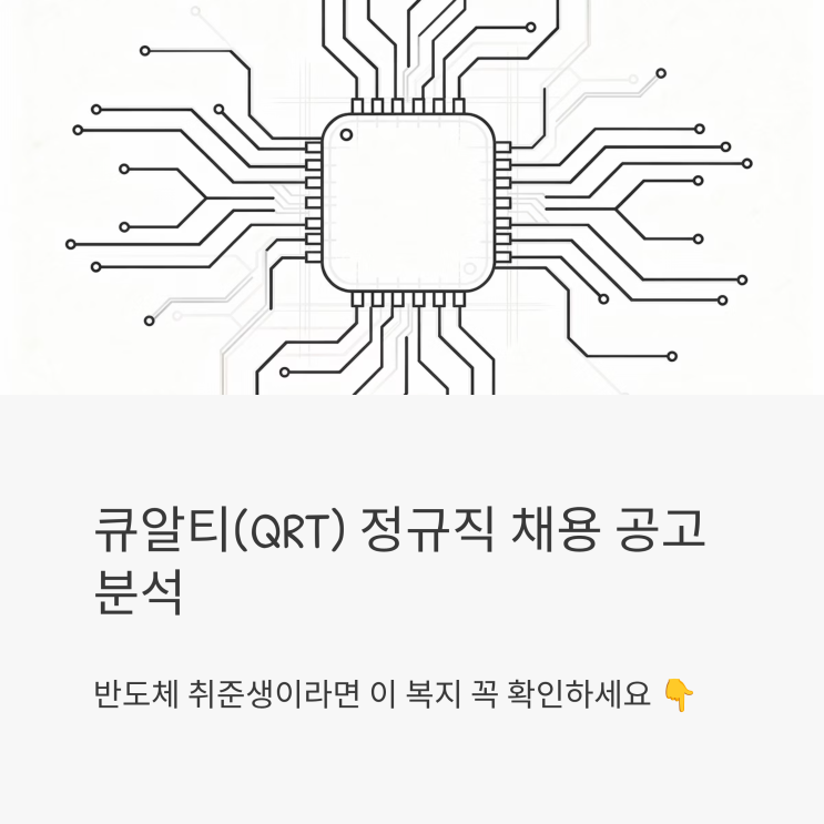 큐알티(QRT) 정규직 채용 공고 분석 | 반도체 취준생이라면 이 복지 꼭 확인하세요 : 네이버 블로그