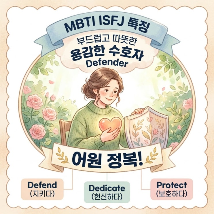 [영어공부 혼자하기] MBTI ISFJ 특징: Defender가 왜 '용감한 수호자'일까? defend, dedicate ...