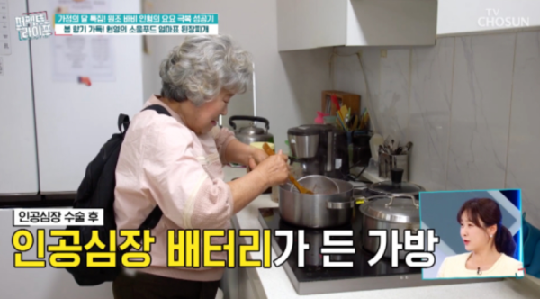 현영 어머니 인공심장 배터리 백팩, 공원에서 양푼 비빔밥 만든 따뜻한 가족 일상