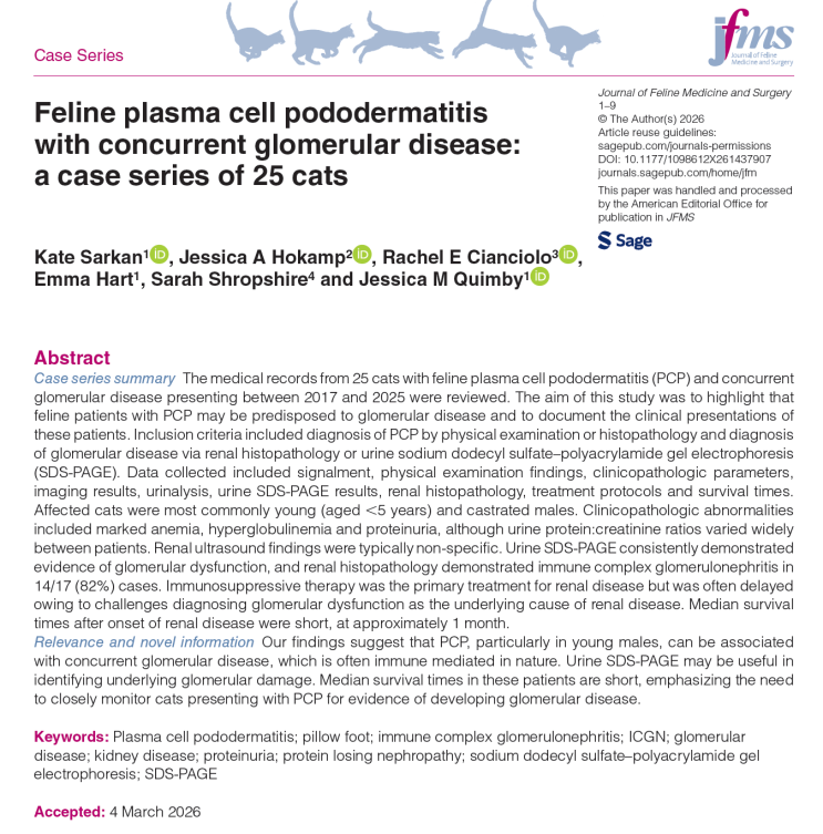 Feline plasma cell pododermatitis with concurrent glomerular disease ...
