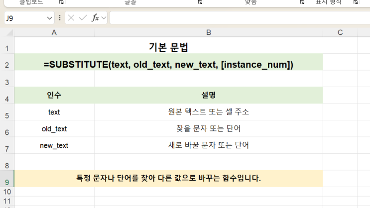 엑셀 substitute 글자 바꾸기 함수 사용방법 : 네이버 블로그