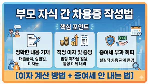 부모 자식 간 차용증 작성법 (이자 계산 + 증여세 안 내는 법)