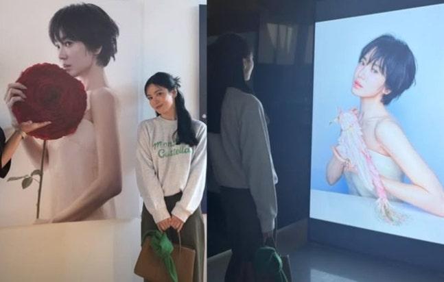 송혜교, 변함없는 냉동 미모 "오빠 전시 축하해" 보정 필요 없는...