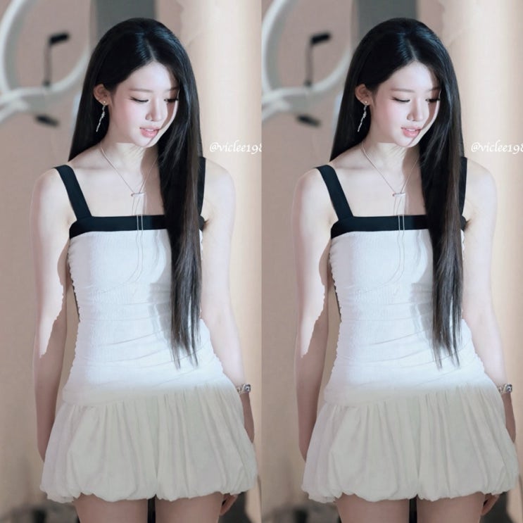 베이비몬스터 로라 배색 나시 벌룬 원피스 드레스 아이보리...