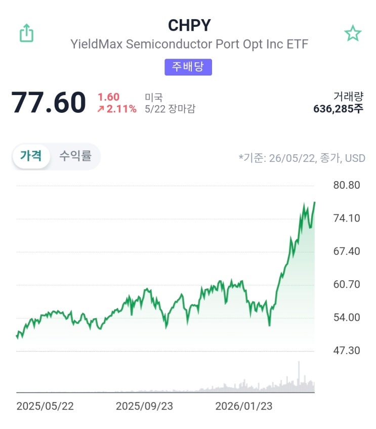 CHPY - YieldMax, 매주 배당금 입금?! 반도체 포트폴리오 기반의 주간 배당(위클리 옵션 인컴) ETF CHPY 완벽 ...