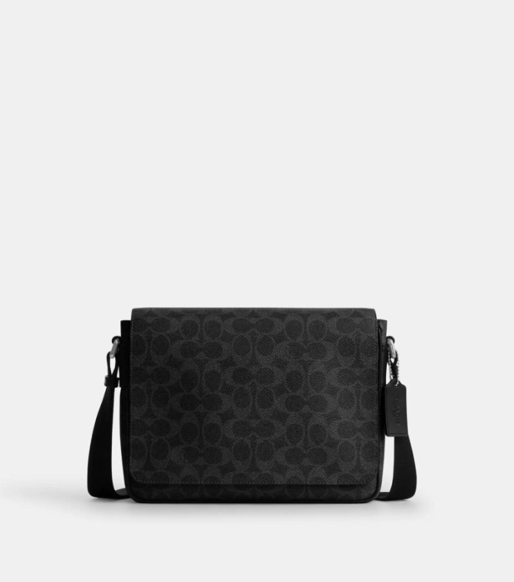 COACH Jack Messenger Bag In Signature Canvas CDX87 Silver/Black ...