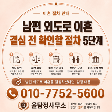 남편 외도로 이혼 결심 전 확인할 절차 5단계