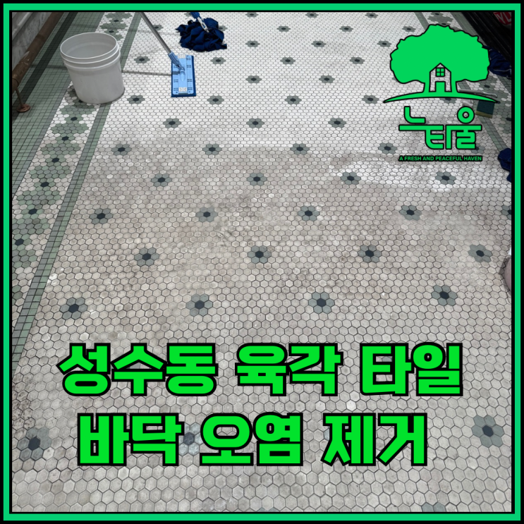 성동구 성수동 바닥 청소, 육각 모자이크 타일 오염 제거 과정 공유해요