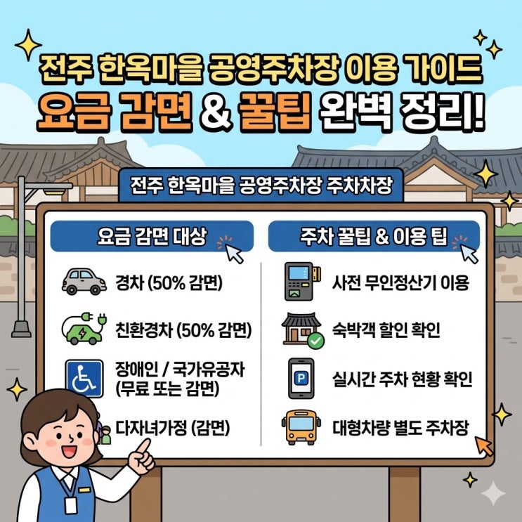 [전주 여행] 주차 걱정 끝! '전주 한옥마을 공영주차장' 요금 감면 대....