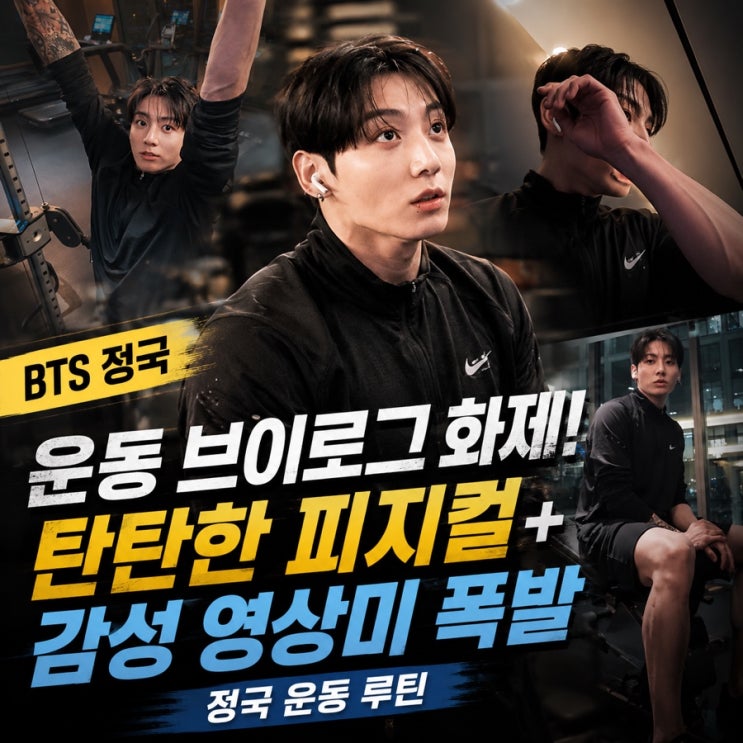 BTS 정국 운동 브이로그 화제! 탄탄한 피지컬과 감성 영상미...