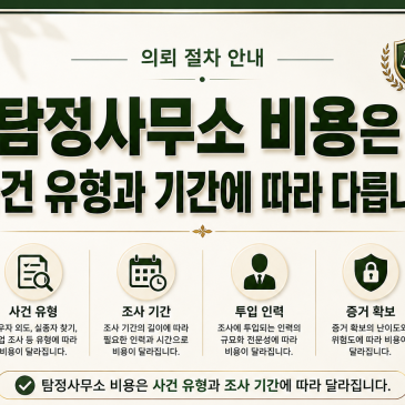 흥신소 비용은 사건 유형과 기간에 따라 다릅니다