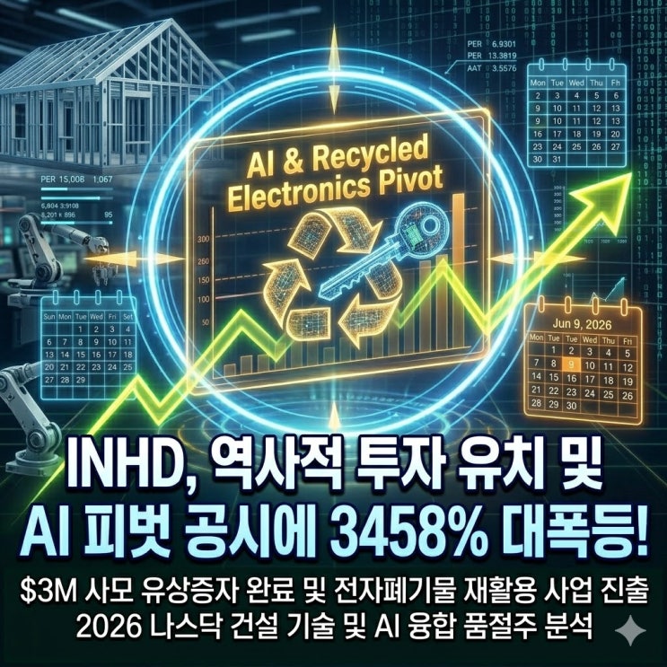 INHD(이노 홀딩스) 주가 3458% 대폭등 분석, 300만 달러 투자 유치와 AI 및 전자폐기물 피벗 공시 : 네이버 블로그