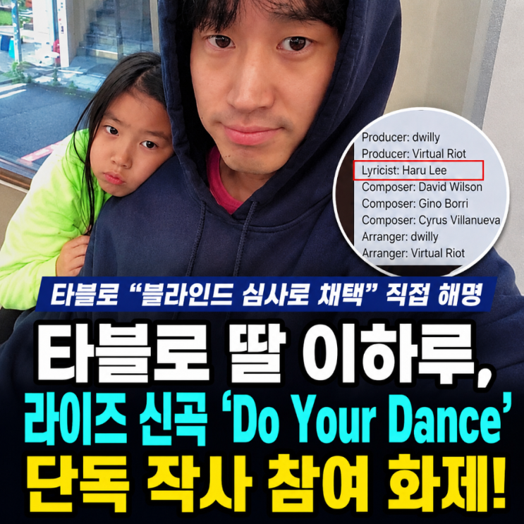 타블로 딸 이하루, 라이즈 신곡 단독 작사 화제…블라인드...