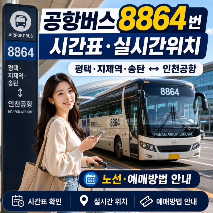 공항버스 8864번 시간표·실시간위치｜평택·지제역·송탄 인천공항 노선·예매방법 안내 : 네이버 블로그