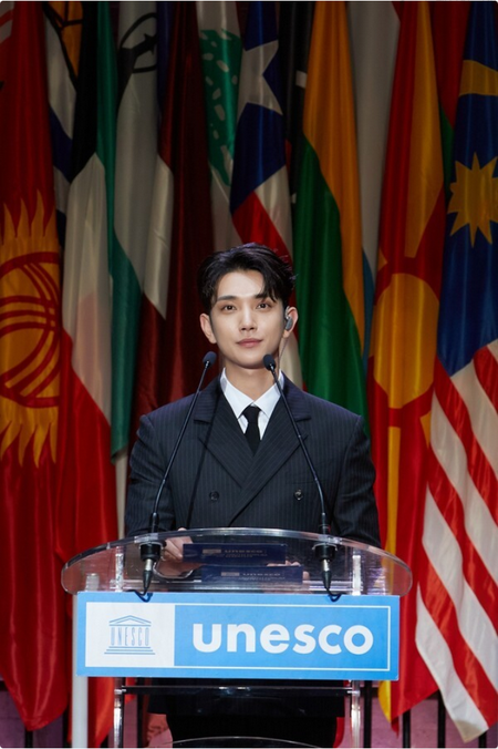 "청년들에게 희망 전한다" 세븐틴 조슈아, 파리 유네스코 본부...